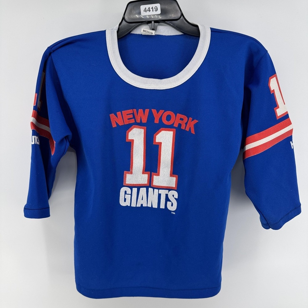 Vintage New York Giants Jersey Boys Medium Blue NFL Football Hutch 11 90s